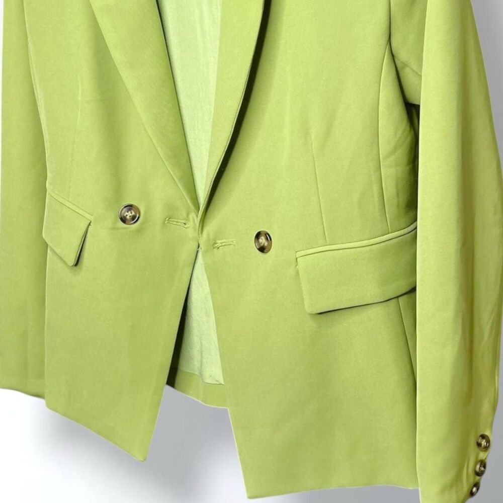 Women's Sage Green Double Breasted Blazer with Tortoise Shell Buttons - Picture 2 of 5
